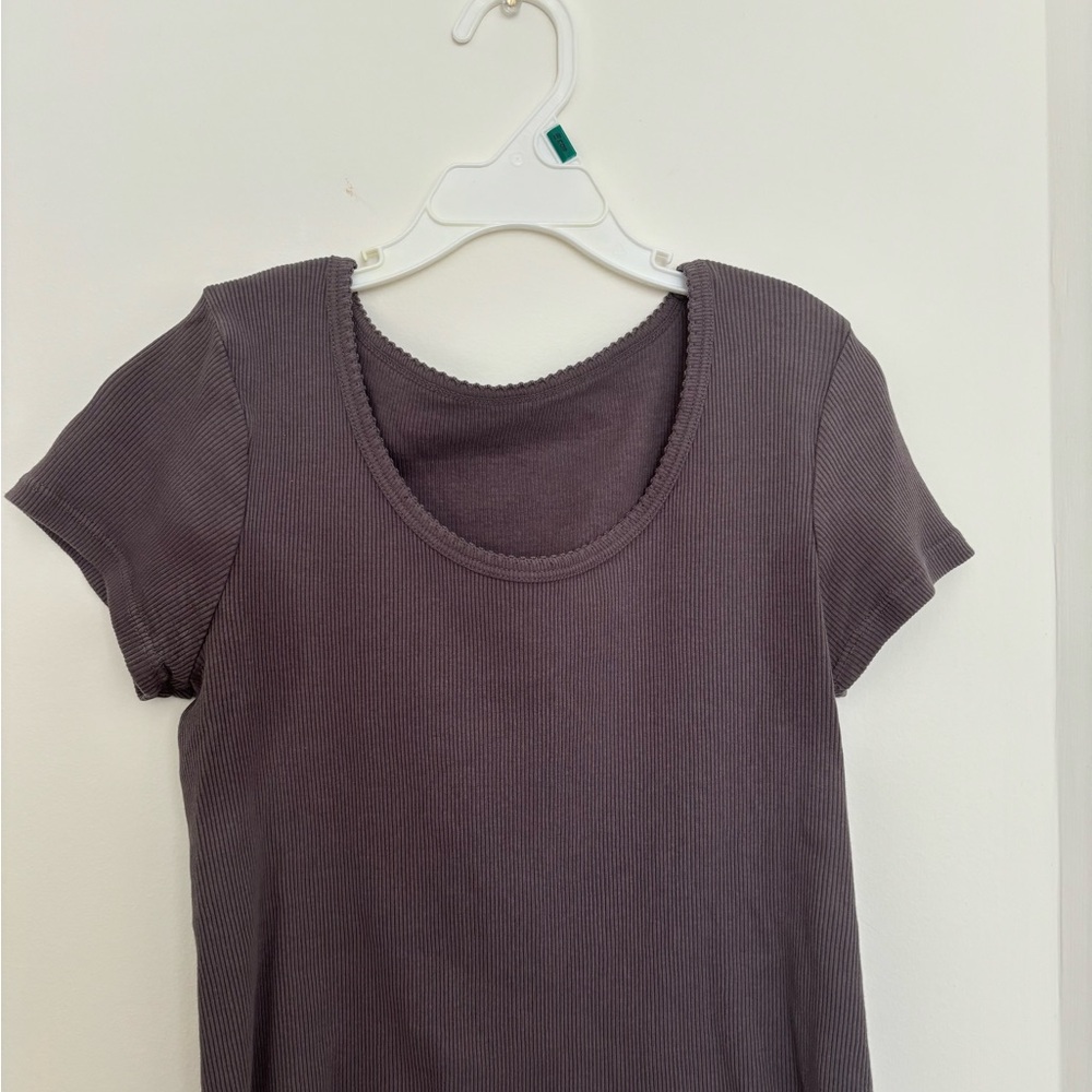 Women's Gray Ribbed Top